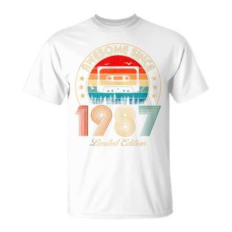 Awesome Since 1987 Classic Birthday 1987 Cassette Vintage T-Shirt - Monsterry