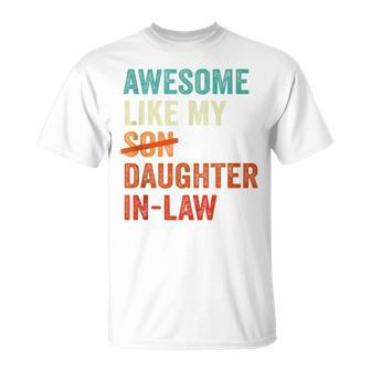 Awesome Like My Daughter-In-Law Retro Fathers Day T-Shirt - Seseable