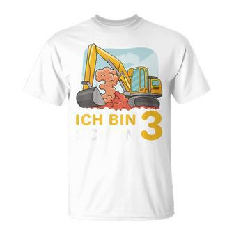 Bagger 3. Geburtstag Jungen T-Shirt Ich Bin Schon 3 Jahre Schwarz - Seseable