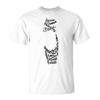 Ballet Pointe Shoe Terms Words T-Shirt - Monsterry AU