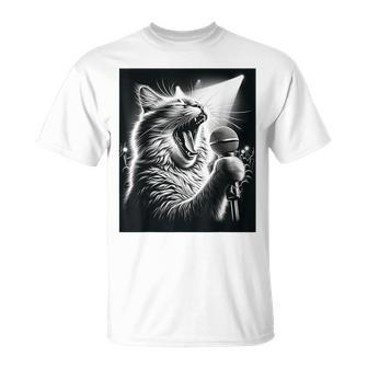 Band Musician Vocalist Singer Cat Singing T-Shirt - Monsterry UK