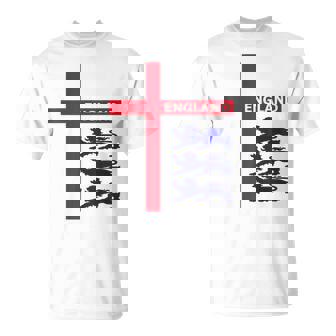 Bandera De Inglaterra Y Leones Aficionado Al Fútbol Camiseta unisex - Regaloses