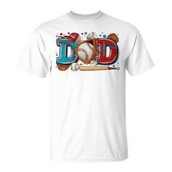 Baseball Dad Daddy Vintage Fathers Day Ball Softball T-Ball T-Shirt - Thegiftio UK