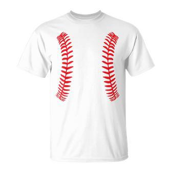 Baseball Stitches Ball Double Stitches Softball T-Shirt - Monsterry