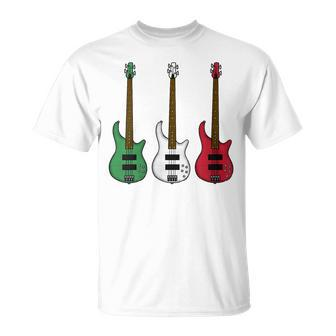 Bass Guitar Italian Flag Bassist Musician Italy T-Shirt - Monsterry DE