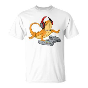 Bearded Dragon Gamer Video Game Gecko Lizard T-Shirt - Seseable