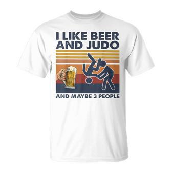 I Like Beer And Judo And Maybe 3 People Retro Vintage T-Shirt - Monsterry