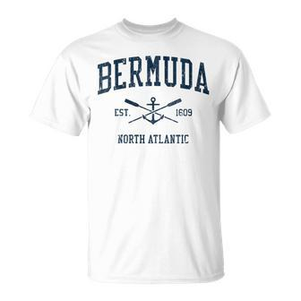 Bermuda Vintage Navy Crossed Oars & Boat Anchor T-Shirt - Monsterry DE