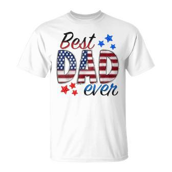 Best Dad Ever With Us American Flag Fathers Day Dad Lover T-Shirt - Seseable