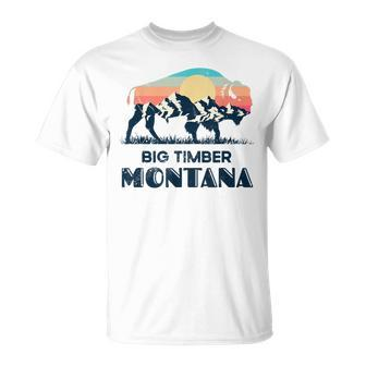 Big Timber Montana Vintage Hiking Bison Nature T-Shirt - Monsterry CA