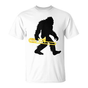 Bigfoot Trombone Sasquatch Trombonist Apparel T-Shirt - Monsterry DE