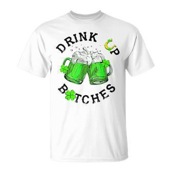 Bitches Drink Up St Patrick's Day Beer Lover Womens T-Shirt - Seseable