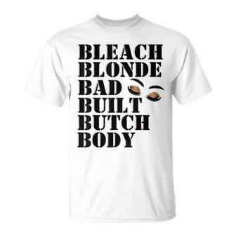 Bleach Blonde Bad Built Letter Print Graphic T-Shirt - Seseable