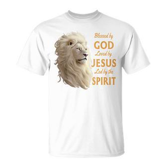 Blessed By God Loved By Jesus Christian Lion T-Shirt - Monsterry AU