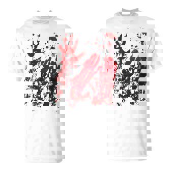 Bloody Red Hands Blood Splatter Zombie Outbreak Graphic T-Shirt - Thegiftio UK