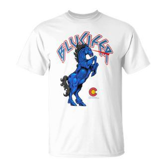 Blucifer The Demon Horse At Denver Airport Colorado T-Shirt - Monsterry