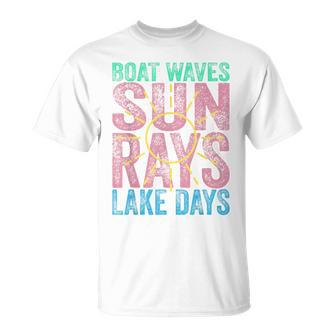 Boat Waves Sun Rays Lake Days Cute Retro 70S Summer Vacation T-Shirt | Mazezy AU