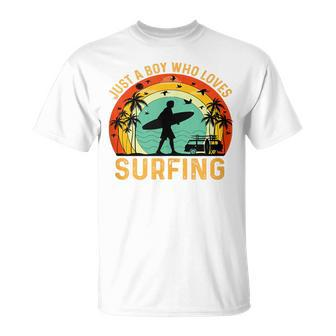 Boy That Love Surfing Vintage Loving Surfer Boy T-Shirt - Monsterry