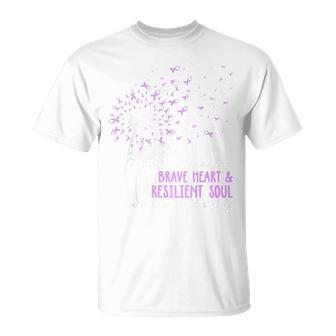 I Have A Brave Heart & Resilient Soul Dandelion Purple Up T-Shirt - Monsterry DE