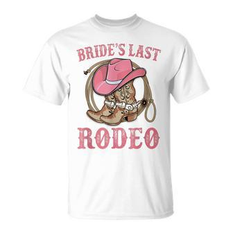 Bride's Last Rodeo Cowgirl Hat Bachelorette Party Wedding T-Shirt - Monsterry CA