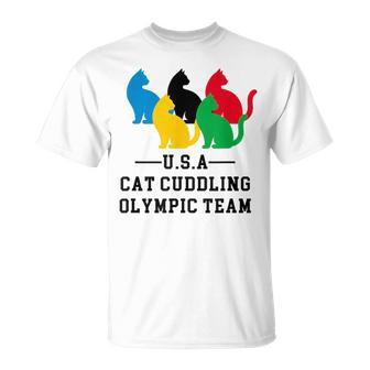 Cat Cuddling Olympic Team T-Shirt - Monsterry