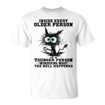 Cat Inside Every Older Person Is A Younger Person T-Shirt - Monsterry
