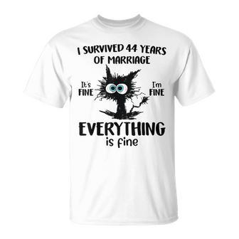 Cat I Survived 44 Years Of Marriage 44Th Wedding Anniversary T-Shirt - Seseable