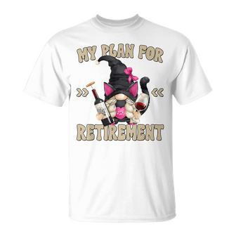 Cat And Wine Retirement Plan For Retired Cat Grandma T-Shirt - Monsterry AU