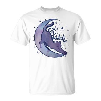 Cat Witch Moon Kitty Cats Purple Moonchild T-Shirt - Monsterry DE