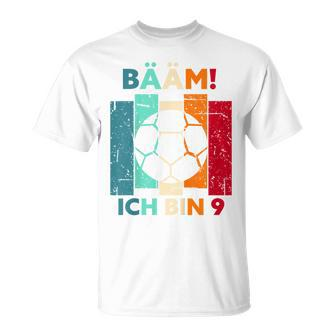 Children's Bäm Ich Bin 9 Neun Jahre Junge 9Th Birthday Football T-Shirt - Seseable