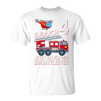 Children's Fireman Endlich 4 Jetzt Bin Ich Einsatzeiteiteiter T-Shirt - Seseable