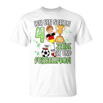 Children's Football Boy 4Th Birthday Ich Bin Schon 4 Jahre 80 T-Shirt - Seseable