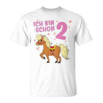 Children's Ich Bin Schon 2 Pferd Zwei Jahre Pony 2 Geburtstag T-Shirt - Seseable