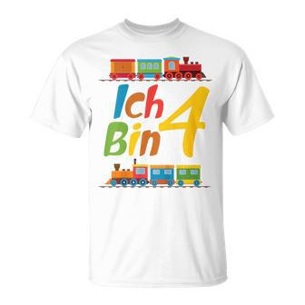 Children's Junge Geburtstag 4 Jahre Zug Railway Four Birthday T-Shirt - Seseable