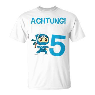 Children's Ninja 5Th Birthday Achtung Ich Bin Fünf T-Shirt - Seseable