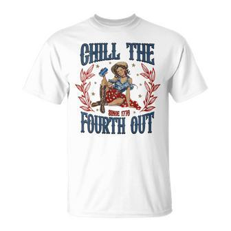 Chill The Fourth Out 4Th Of July Patriotic Retro Cowboys T-Shirt - Monsterry DE