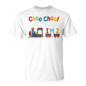 Choo Choo I'm 2 Year Old Locomotive Train Boys 2Nd Birthday T-Shirt - Monsterry DE