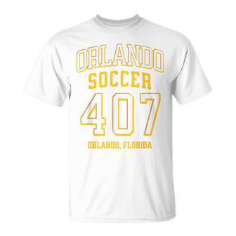 City Of Orlando Soccer Area Code 407 Collection T-Shirt - Seseable