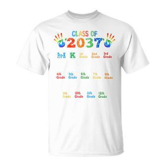 Class Of 2037 Grow With Me Color Handprint Pre-K 12Th Grade T-Shirt - Monsterry CA