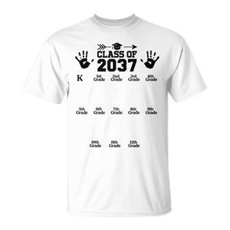 Class Of 2037 Grow With Me Handprint Pre-K 12Th Grade T-Shirt - Monsterry DE