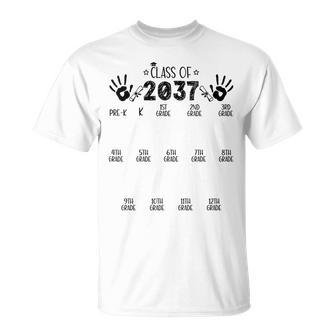 Class Of 2037 Grow With Me Pre-K To 12Th Grade Handprint T-Shirt - Monsterry DE