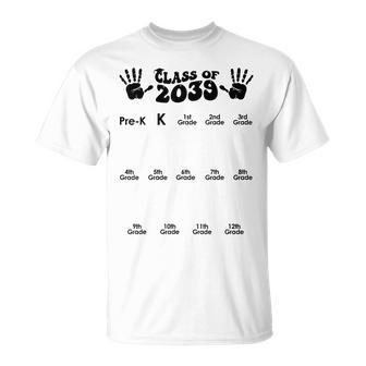 Class Of 2039 Grow With Me Handprint Pre-K 12Th Grade K-12 T-Shirt - Monsterry DE