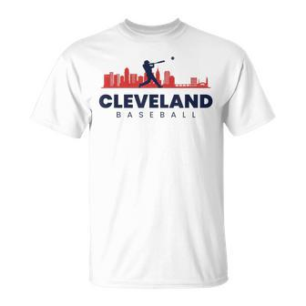 Cleveland Baseball Minimalist City Skyline Baseball Lover T-Shirt - Monsterry UK