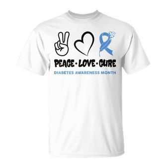 Cool Peace Love Cure National Diabetes Month November 2023 T-Shirt - Monsterry