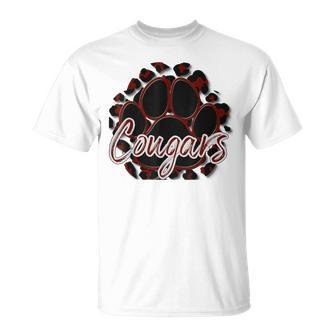 Cougar Maroon Black Cheetah School Sports Fan Team Spirit T-Shirt - Monsterry