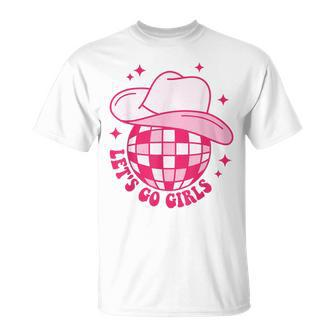 Cowboy Hat Disco Ball Let's Go Girls Western Cowgirls T-Shirt - Seseable