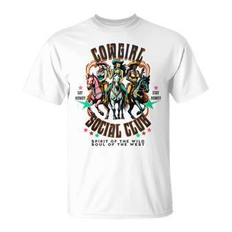 Cowgirl Social Club Say Howdy Stay Rowdy Wild Spirit Graphic T-Shirt | Mazezy