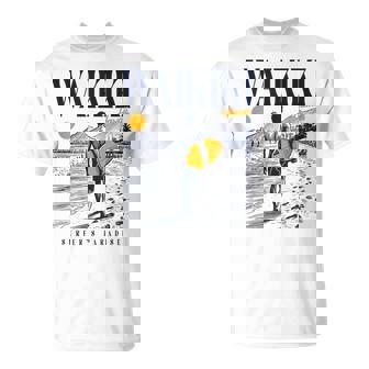 Croquis De Surf Rétro Waikiki Hawaiiintage Surfer Dessin T-Shirt - Cadeauxyz