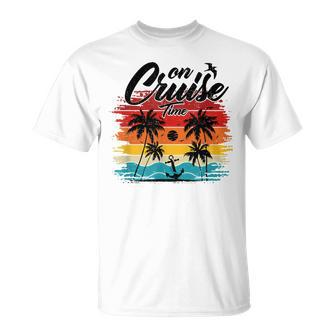 On Cruise Time Coconut Tree And Anchor Summer Beach Party T-Shirt - Seseable