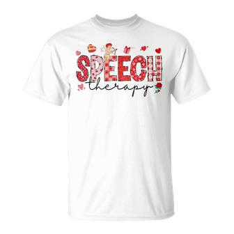 Cupid Heart With Arrow Valentines Day Speech Therapy Slp T-Shirt - Seseable